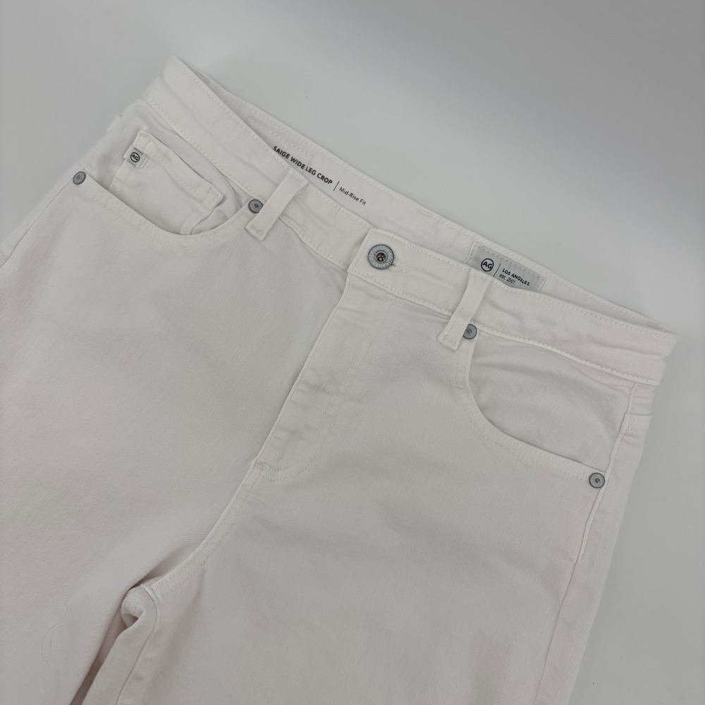 AG Adriano Goldschmied Jeans Womens 27 White Saige Wide Leg Crop Mid-Rise Denim